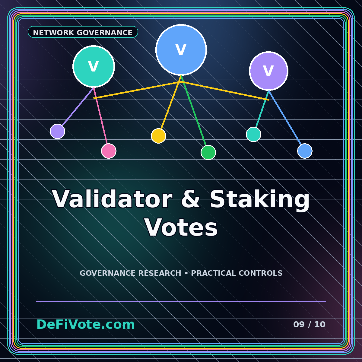 Neon validator nodes and delegators voting on a blockchain proposal