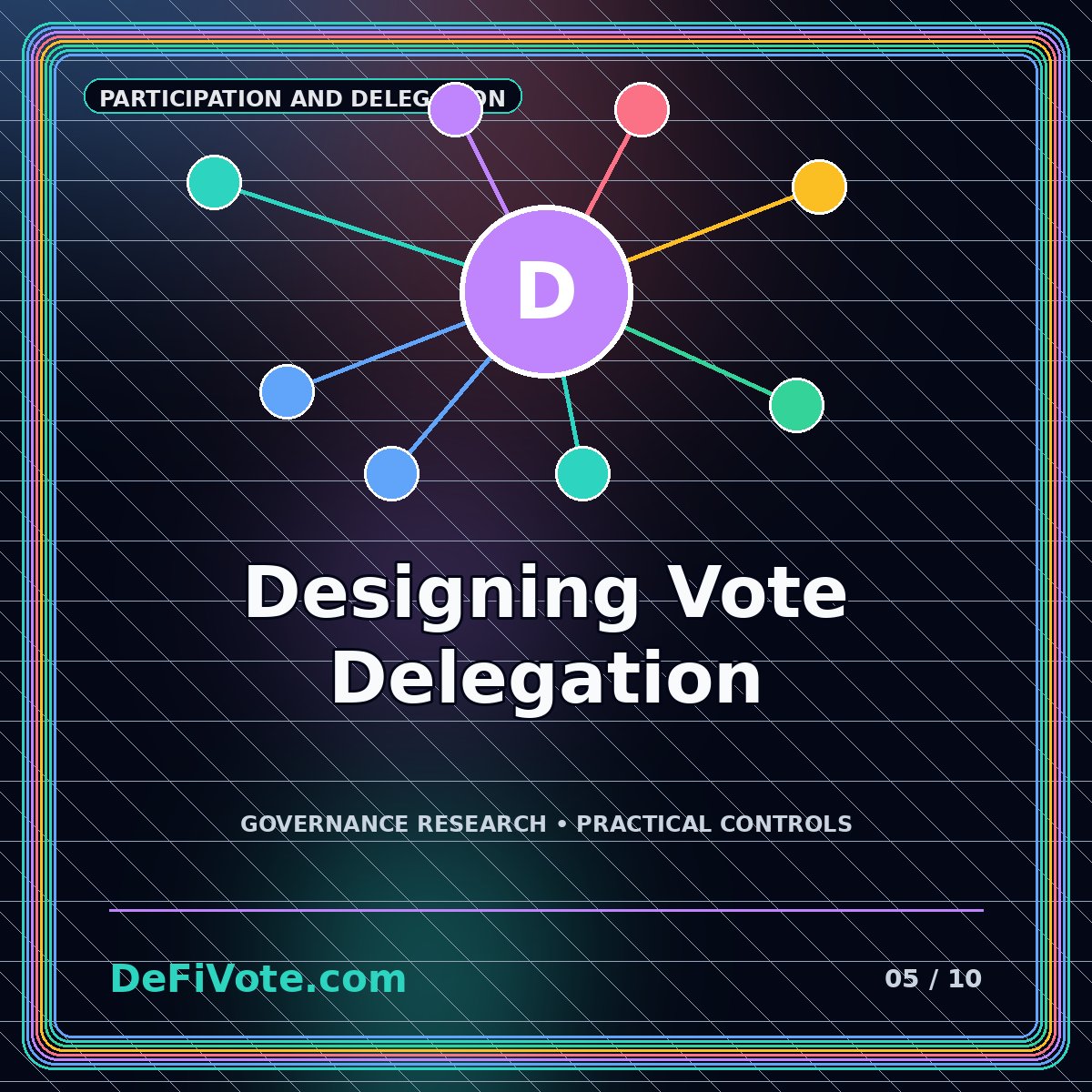 Neon network of token holders delegating votes to representatives